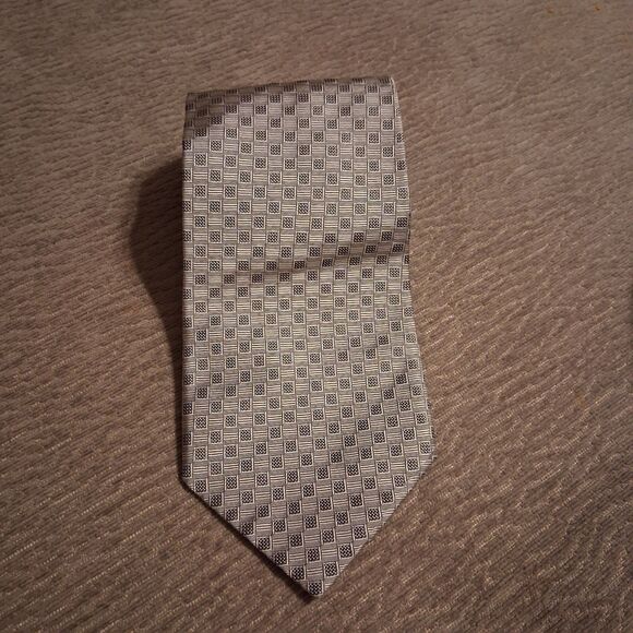 Innocenti For Tom James Tie All Silk Gray Silver Paisley Geometric Pattern NWT - Picture 1 of 4